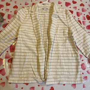 Liz Clairborne Stripped White Lightweight Blazer Jacket